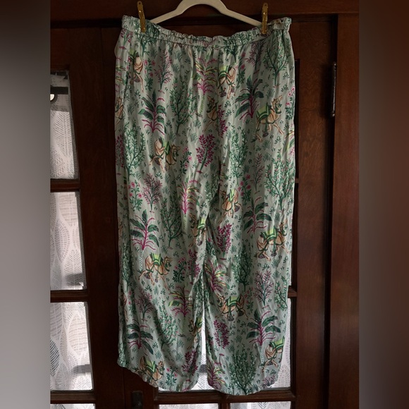 Printfresh Eco Satin Wildest Dreams Pants in Camel's Courtyard Avocado Green - Picture 4 of 10